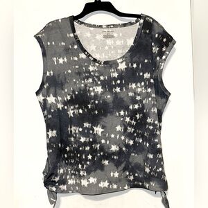 Women's Blue and Gray Tie-Dye Top With Stars 18/20 NWT